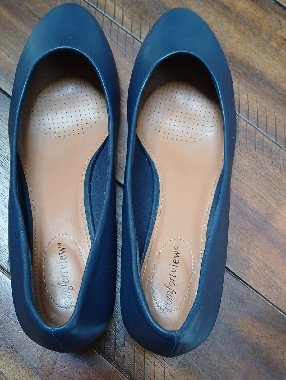 comfortview Navy Classic Round-Toe Ballet Flats